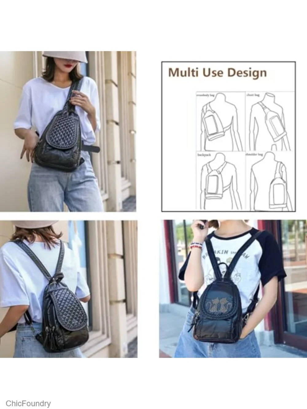 Mini Backpack for Women Soft Washed PU Leather Small Backpack Purse Ladies